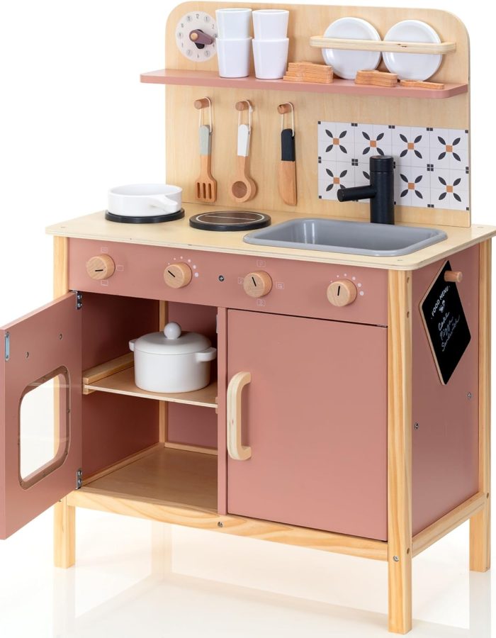 Wooden Pretend Play Kitchen Set with Accessories